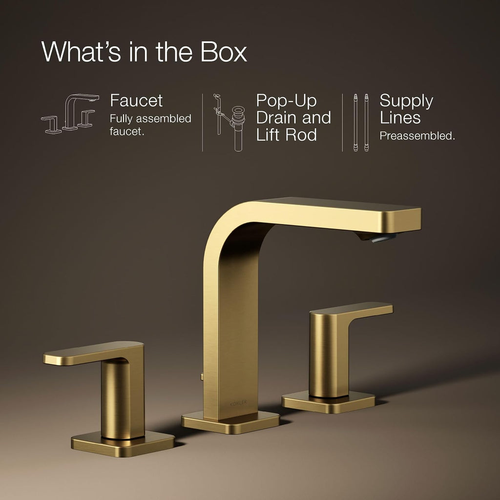 Kohler 23484-4-2MB Parallel® Widespread Bathroom Sink Faucet, 1.2 gpm, Vibrant Brushed Moderne Brass