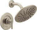 Moen Gibson Brushed Nickel 8-Inch Wide High Pressure Modern Rainshower Shower Head Set with Lever Handle Kit for Bathtub, Valve Required, T3002EPBN