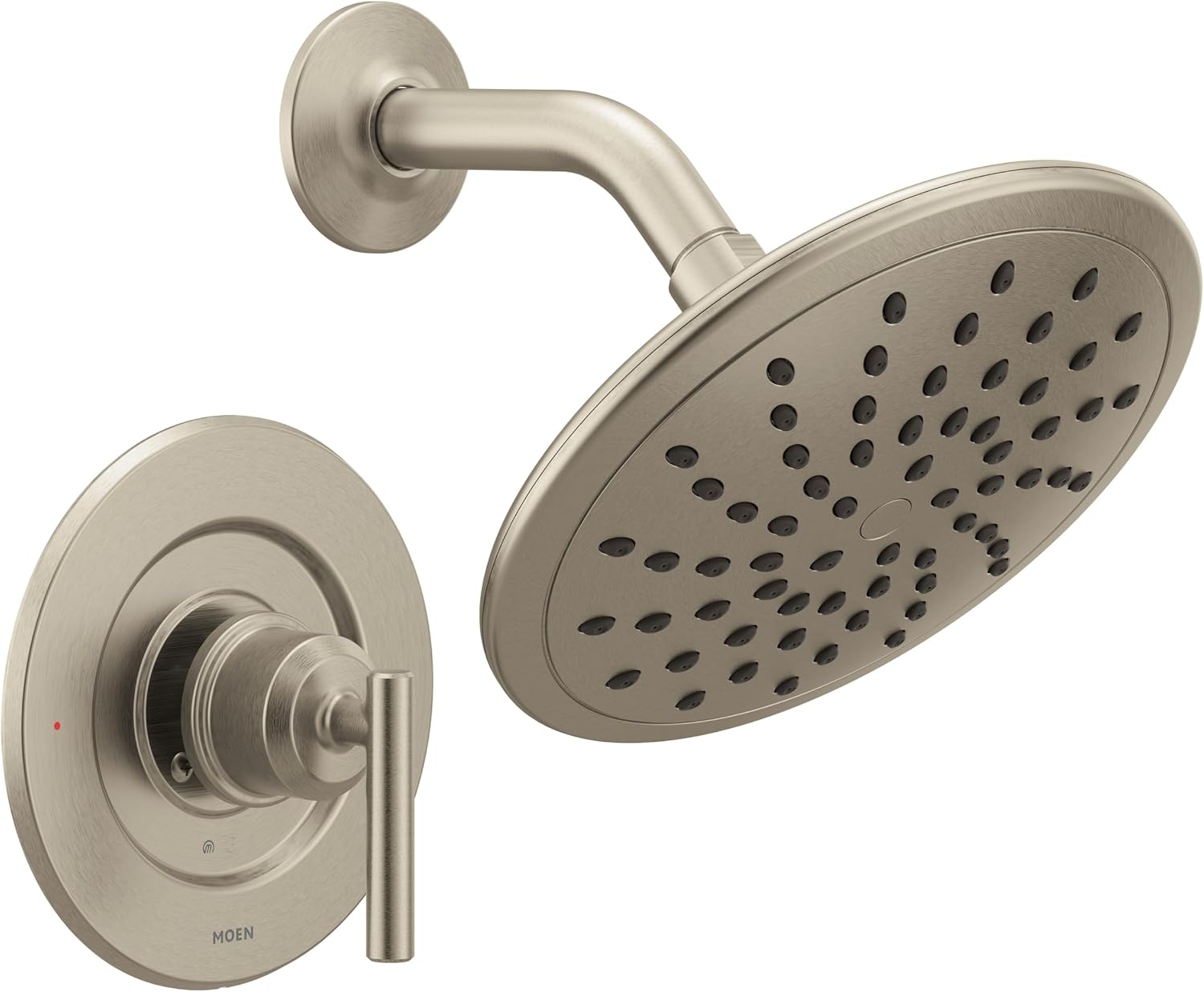 Moen Gibson Brushed Nickel 8-Inch Wide High Pressure Modern Rainshower Shower Head Set with Lever Handle Kit for Bathtub, Valve Required, T3002EPBN