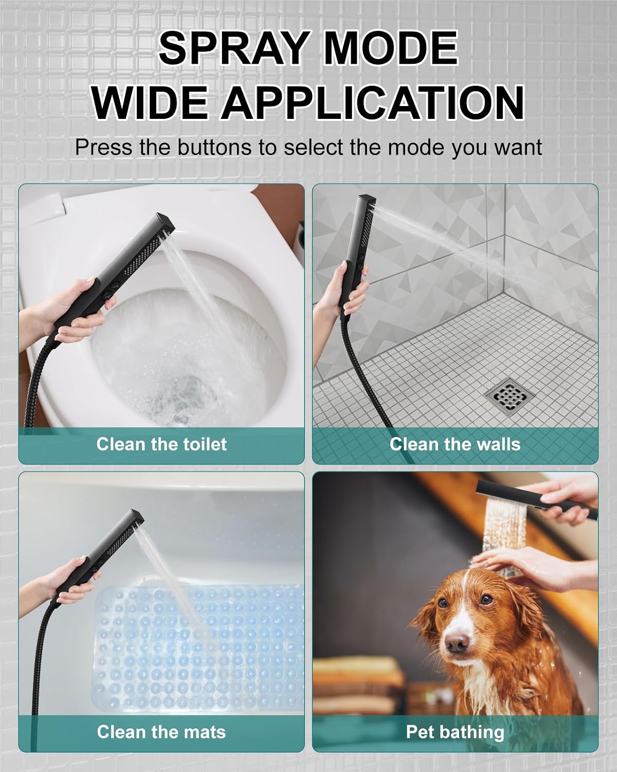 Shower Faucet Set Rainfall Shower System with Square Showerhead and Handle Set Fixture with 2 in 1 Function Handheld Sprayer Wall Mounted Trim Repair Kit Rough-in Valve 10 Inch Matte Black