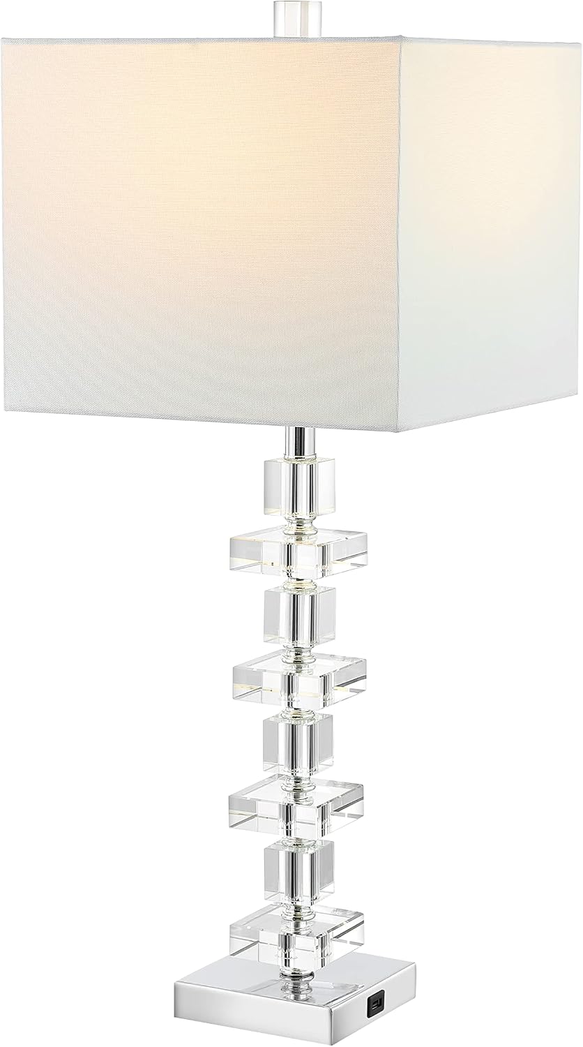 SAFAVIEH Lighting Collection Modern Deco 28-inch Bedroom Living Room Home Office Desk Nightstand Table Lamp Set of 2 (LED Bulbs Included)