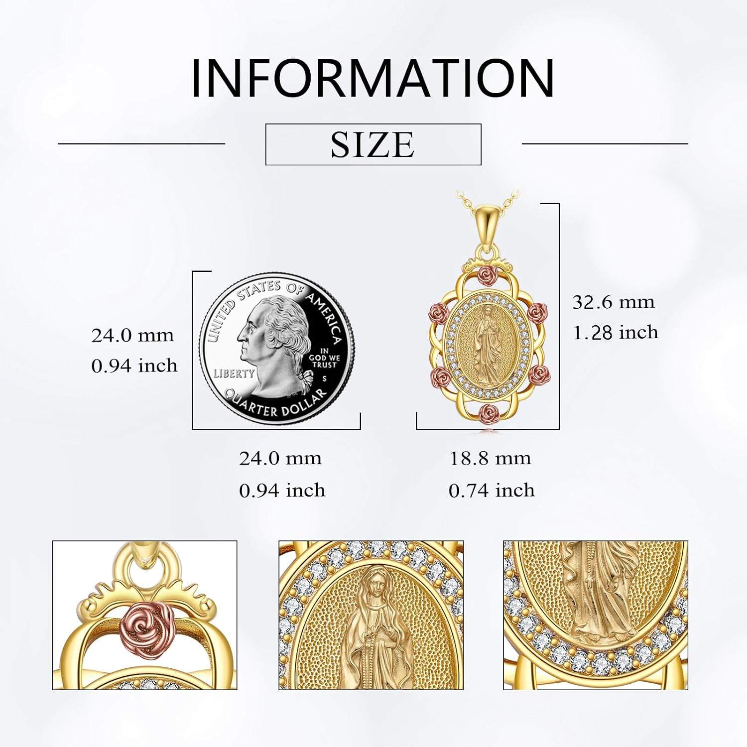 Sterling Silver St Michael/St Christopher/St Barbara/St Jude/St Dymphna/Virgin Mary Necklace Patron Saint Pendant Amulet Medal Religion Jewelry Gifts for Men Women