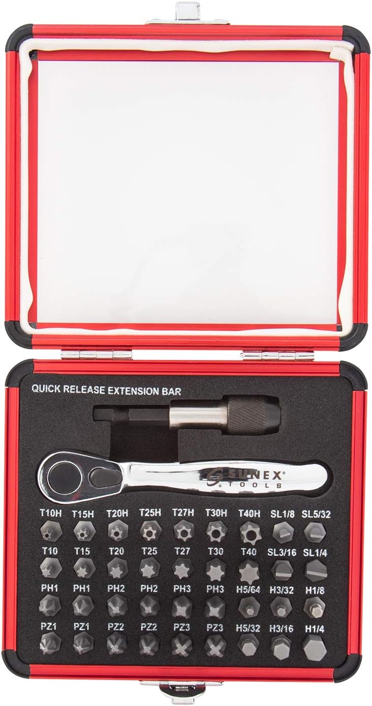 Sunex 9729 Master Bit Set, 208Piece and Sunex 9726 Mini Ratchet and Bit Set, 38-Piece