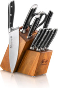 Cangshan Alps Series 1026672 German Steel Forged 12-Piece Knife Block Set, Acacia (Black)