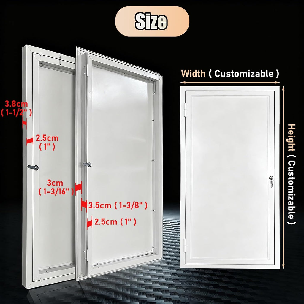 LXLZYXSF Drywall Access Panel Cover with Key, White Aluminum Access Door Lockable, Metal Plumbing Inspection Hatch, Customizable Heavy Duty Attic Door