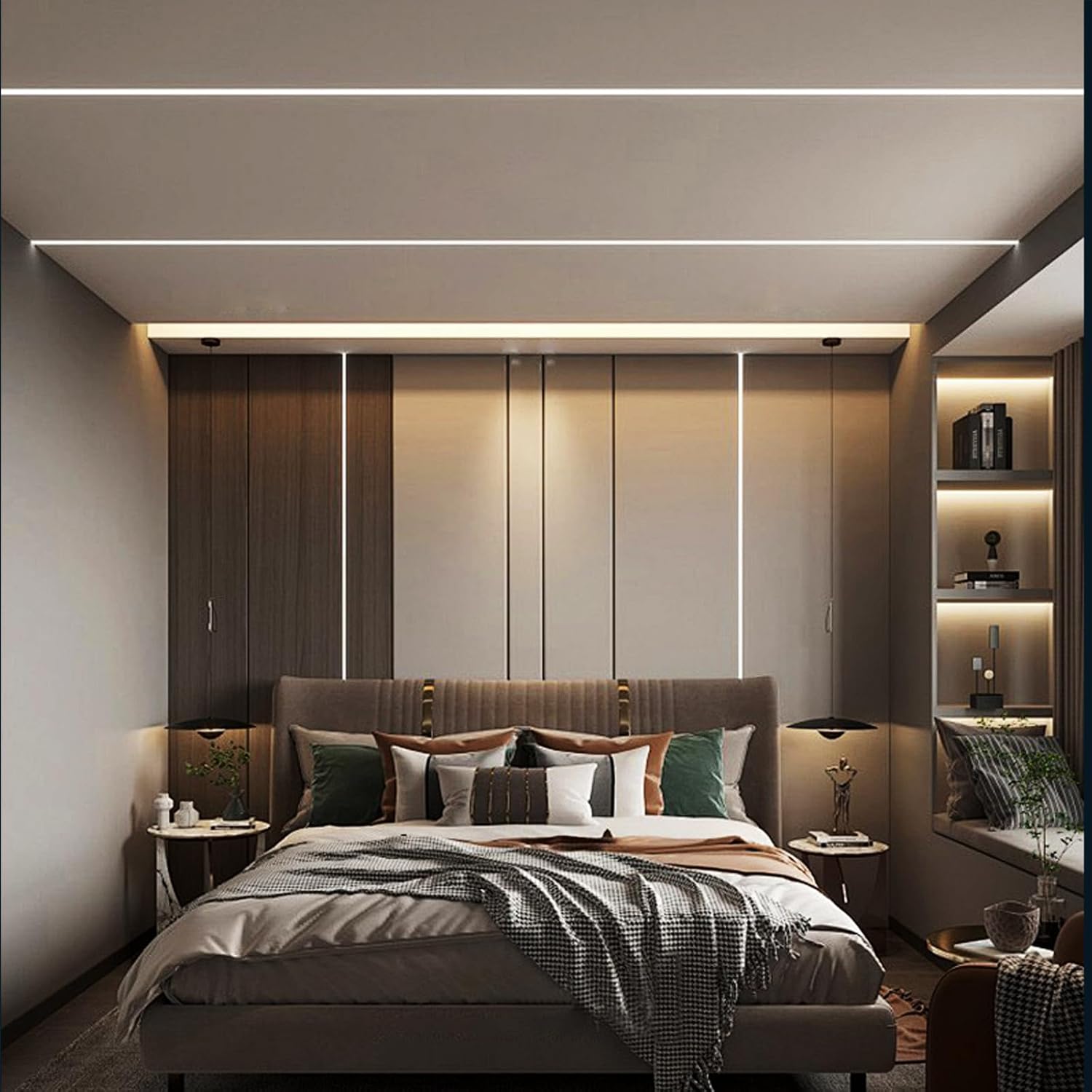 10 Pack Aluminum LED Channel 6.6FT/2M Plaster-in with Strip Diffuser and Milky Cover Tape Light Track LED Profile for Various Lighting Applications