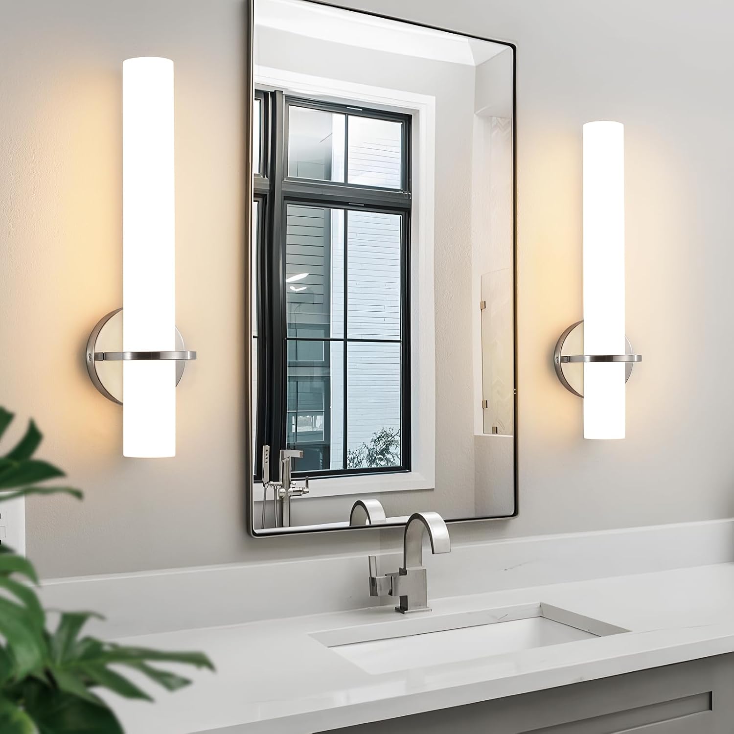 AIJIASI Brushed Nickel Bathroom Sconces Wall Lighting 18W LED Dimmable Vanity Light Fixture, 3000K Modern Wall Light Fixtures Indoor Wall Lamps for Bedroom Living Room Mirror Hallway Porch 18 inch