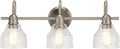 Kichler Avery 24' 3 Light Bathroom Vanity Light in Brushed Nickel, Vintage Bathroom Wall Mount Fixture with Clear Seeded Glass, (24' W x 9.25' H), 45973NI