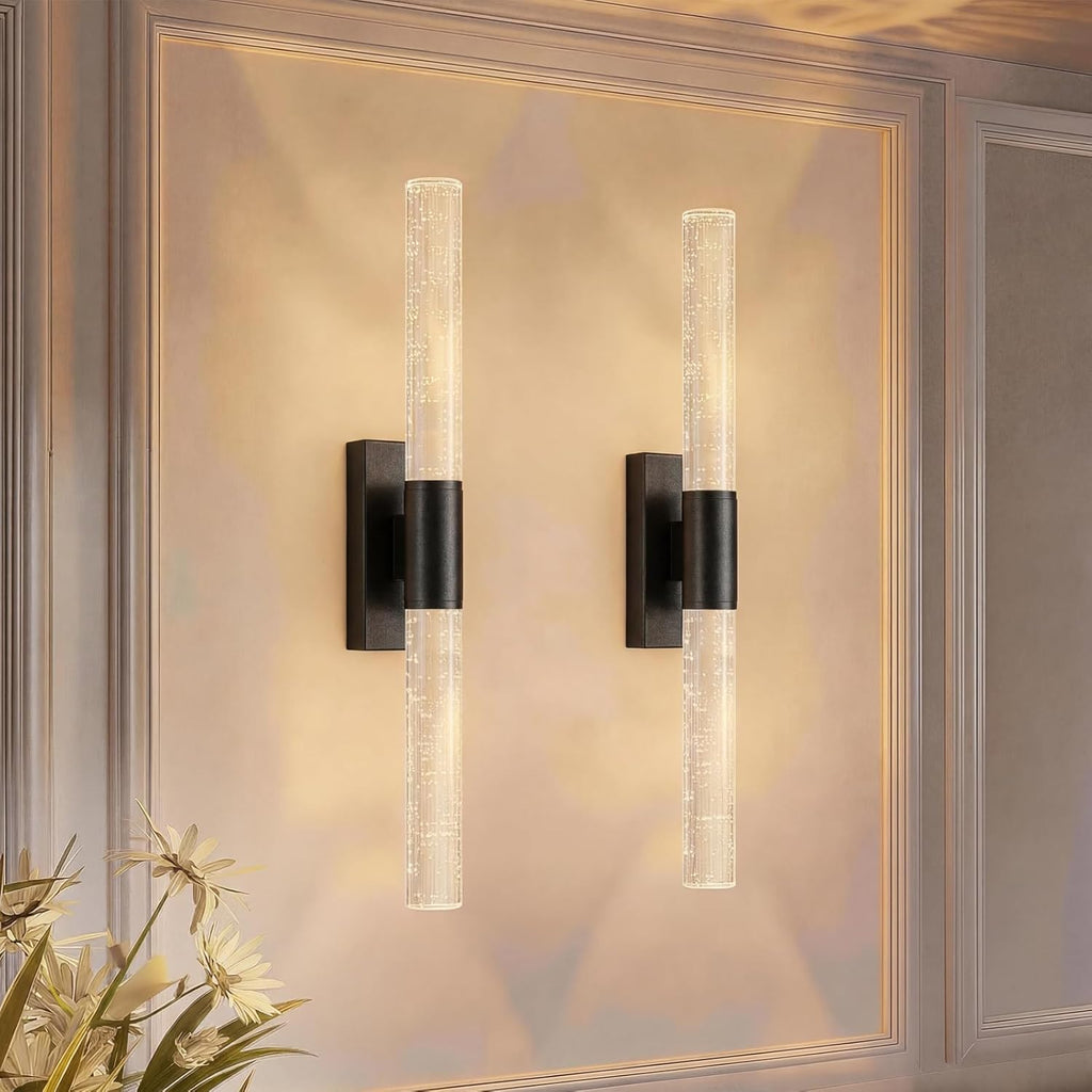 camuucci Battery Operated Wall Sconces Set of 2 Rechargeable Battery Powered Wall Light with 12000mAh Not Hardwired Dimmable Wall Lamp Fixtures for Bedroom Living Room Black 20.9 Inches