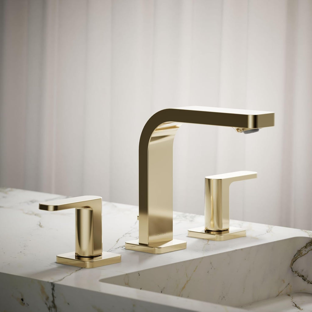 Kohler 23484-4-AF Parallel® Widespread Bathroom Sink Faucet, 1.2 gpm, Vibrant French Gold