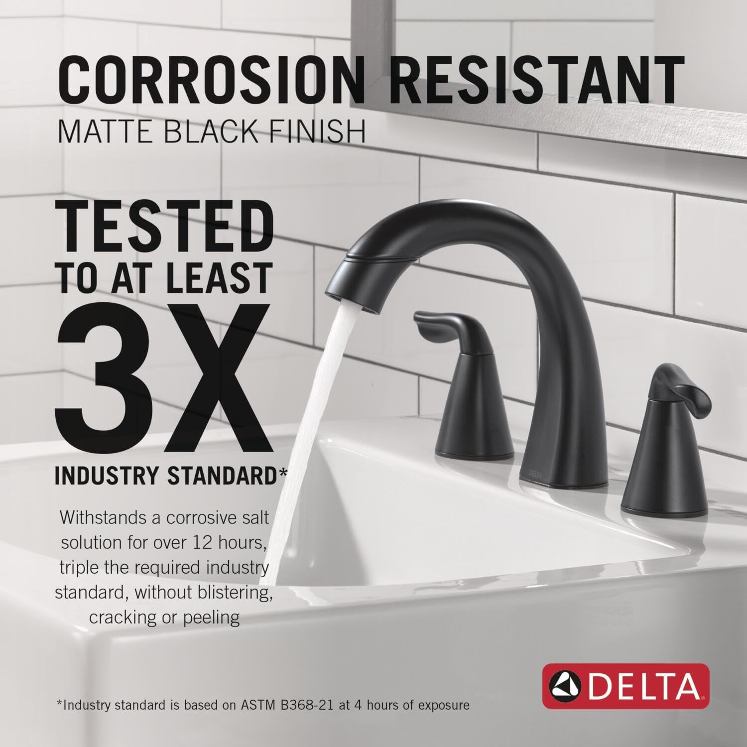 Delta Arvo Matte Black Bathroom Faucet with Sprayer, 8 Inch 3 Hole Widespread Bathroom Sink Faucet with Pull Out Sprayer, Push-Pop Drain, Matte Black 35840LF-BLPD