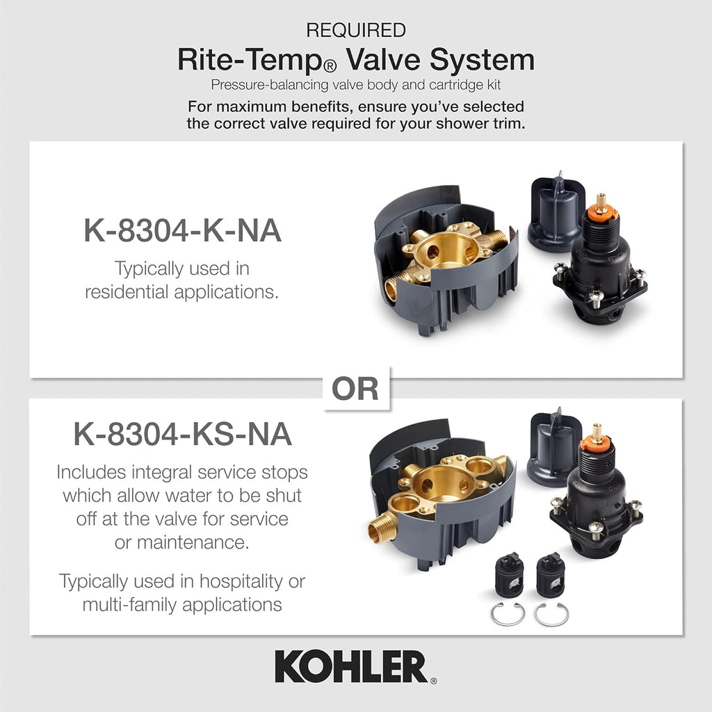 Kohler K-TS97074-4Y-2MB Pitch Rite-Temp Bath and Shower Trim Kit, 2.5 GPM, Vibrant Brushed Moderne Brass