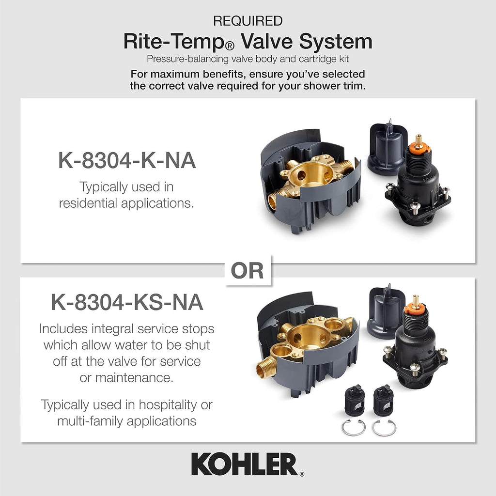 Kohler K-TS97074-4Y-BN Pitch Rite-Temp Bath and Shower Trim Kit, 2.5 GPM, Vibrant Brushed Nickel