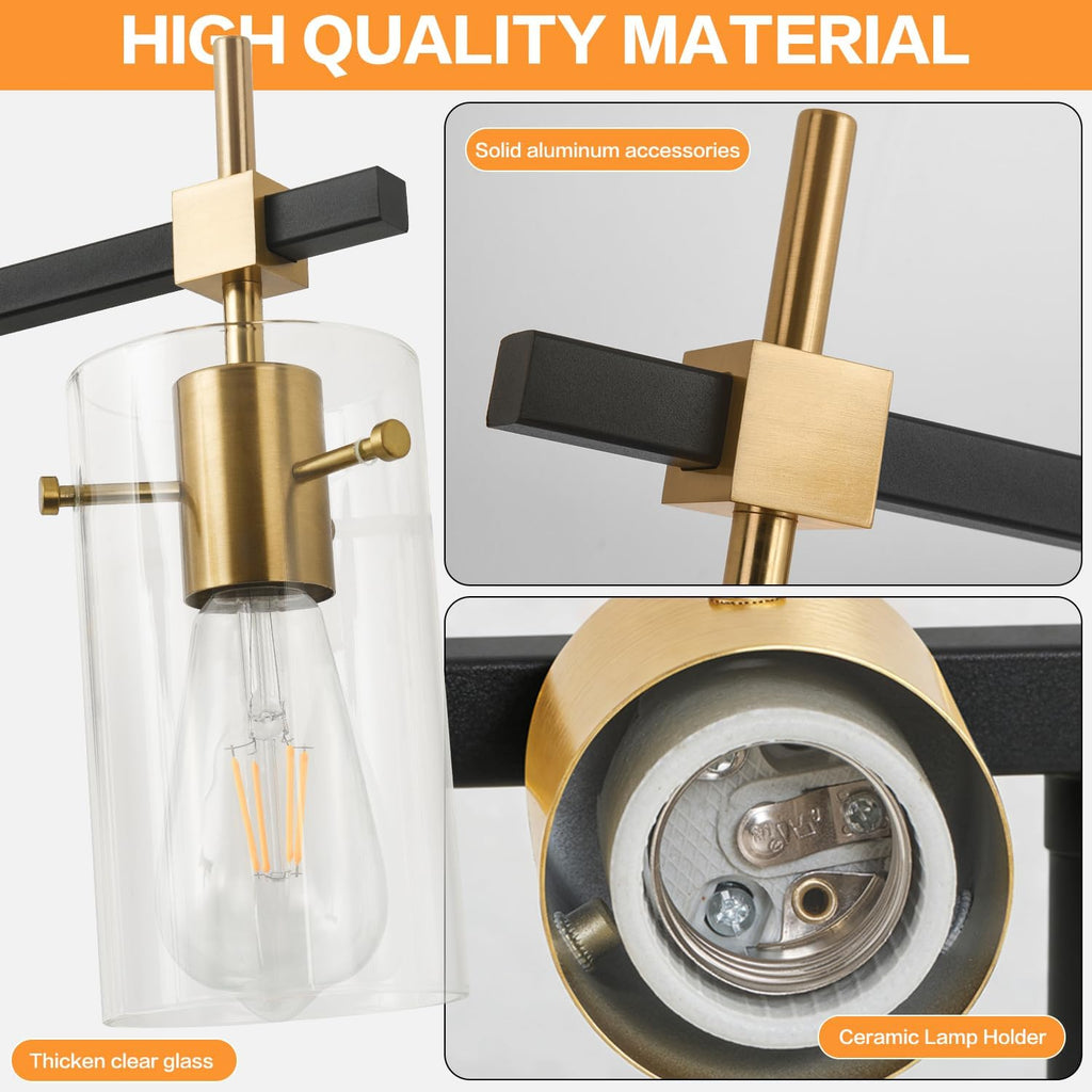 SOLFART 40.1 inch Vintage Brass Bathroom Vanity Light fixtures Bathroom Wall Lights Over Mirror with Glass Shade 5 Light