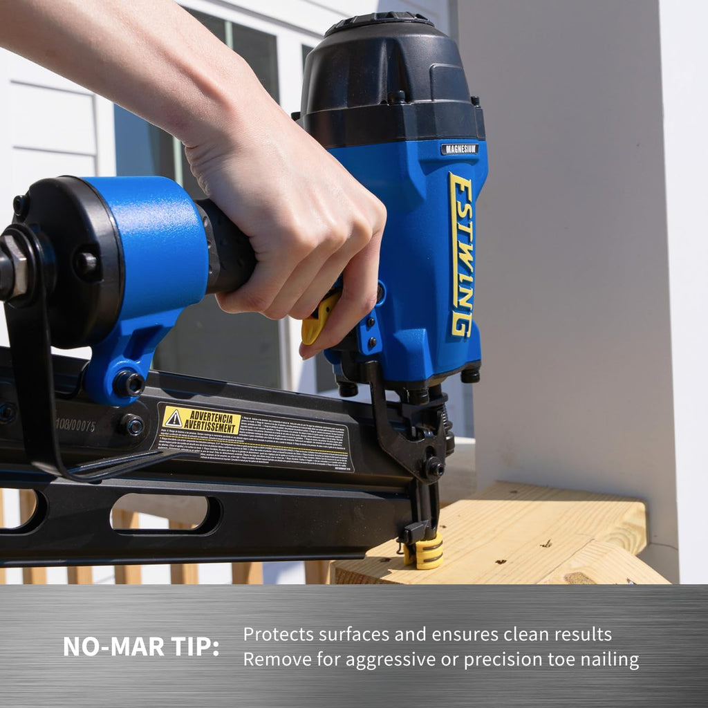 Estwing Pneumatic 21 Degree Framing Nailer, 2'–3-1/2' Framing Nails, Lightweight Magnesium Nail Gun with Depth Adjustment, Dual Trigger & Swivel Fitting, Includes Belt Hook & Carry Bag, EFR2190