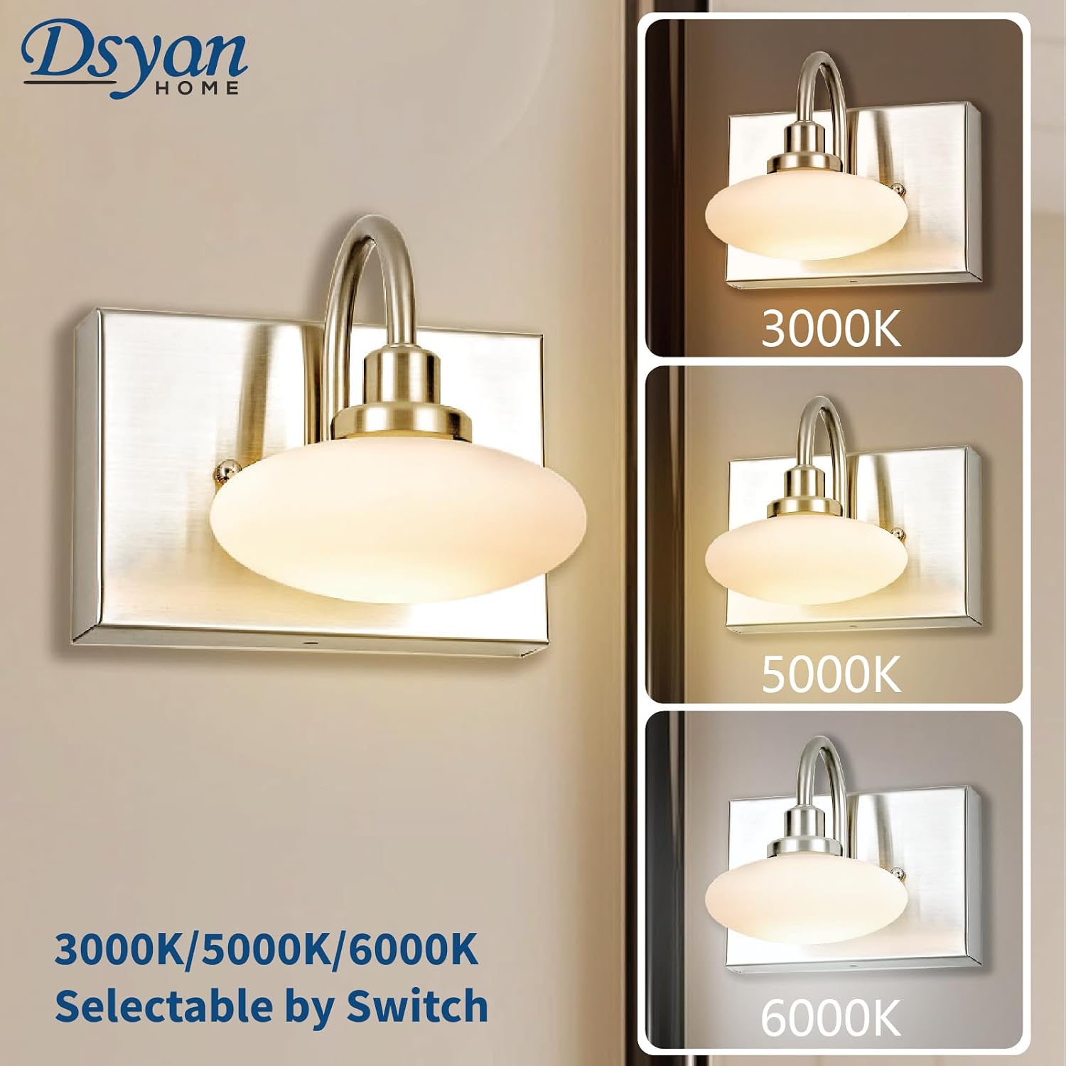28in Brushed Nickel LED Vanity Light Fixtures,4-Light Bathroom Vanity Light Sconce Lamp,Bathroom Lamp Over Mirror, Modern Wall Sconce for Bath,Hallway,Cloakroom,3000K-6000K,Selectable, Dimmable
