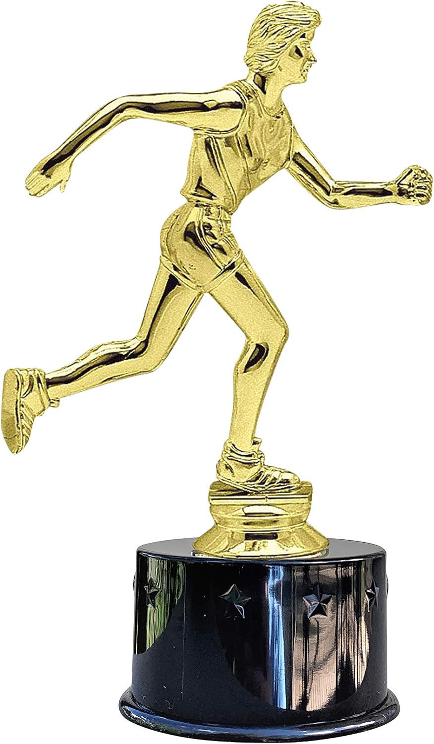 Express Medals Female Girls Running Cross Country Award Trophy Party Favor Gift Prize Including 4 Gold Color Decals to Custom Personalize The Black Round Base