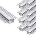 hunhun 10-Pack 6.6ft/2Meter Drywall LED Aluminum Channel System with Milky Cover, End Caps and Mounting Clips, Aluminum Profile for LED Strip Light Installations (Double-Edge-6.6ft, 10)