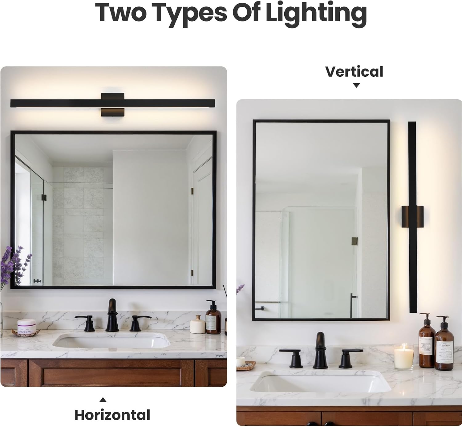 Modern Bathroom Lighting Fixtures Over Mirror, 39 Inch 30W Black Vanity Light Bar for Bathroom, Dimmable 5CCT LED Bathroom Wall Light Fixtures