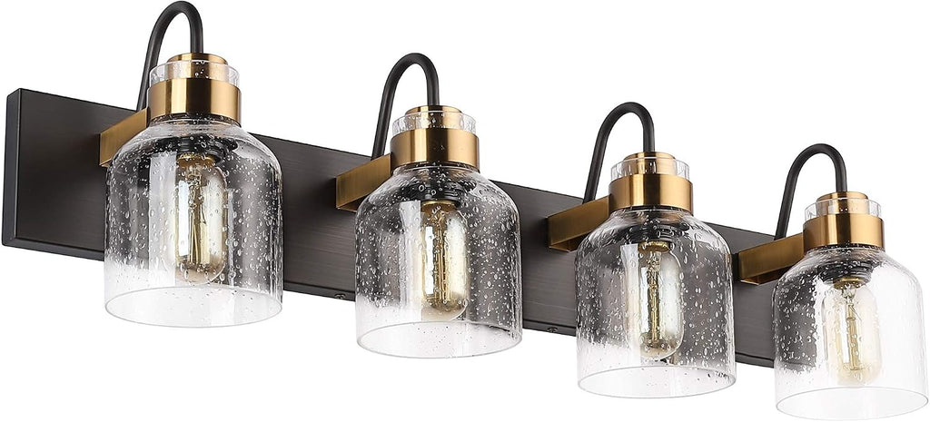PRESDE Vintage Bathroom Vanity Fixtures Over Mirror Bronze Brushed Black 4-Light vantiy Lighting for Bathroom