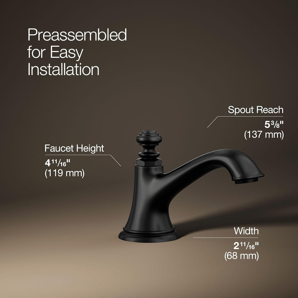 Kohler 72759-BL Artifacts® with Bell Design Bathroom Sink Faucet spout with Bell Design, 1.2 gpm, Matte Black