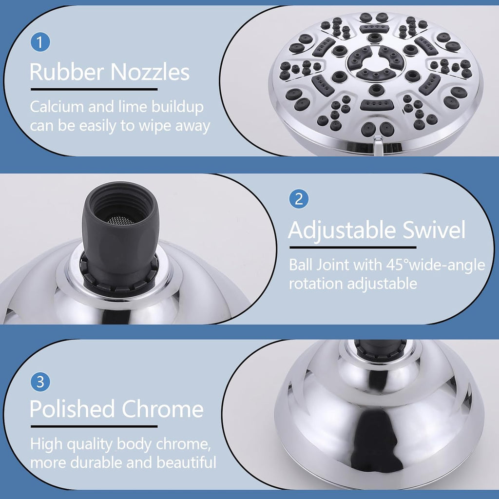 2 Handles Shower Faucet Set with Tub Spout Bathtub Shower Faucet Combo Set Shower System Complete Tub and Shower Trim Kit Wall Mounted Shower Fixtures Chrome