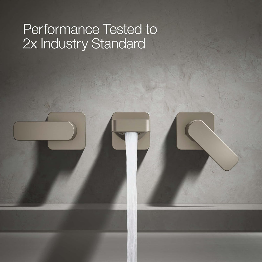 Kohler T23491-4-BN Parallel Two-Handle Wall Mount Bath Faucet Trim with Lever Handles, Vibrant Brushed Nickel