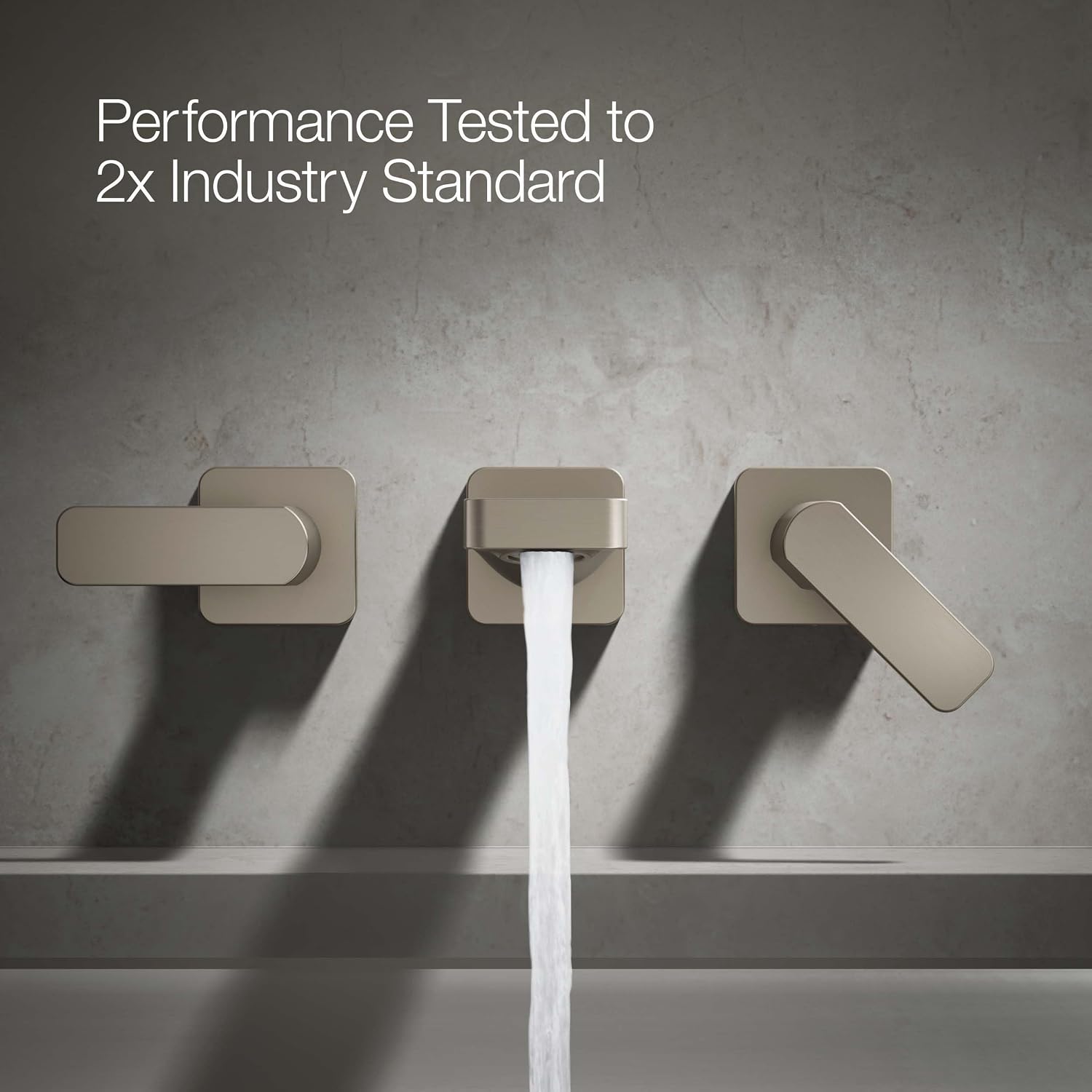 Kohler T23491-4-BN Parallel Two-Handle Wall Mount Bath Faucet Trim with Lever Handles, Vibrant Brushed Nickel