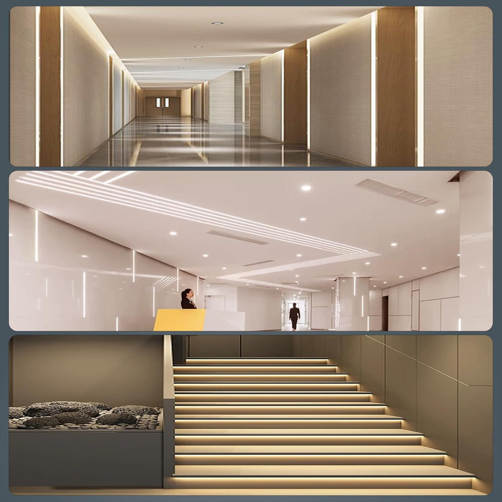 10 Pack Aluminum LED Channel 6.6FT/2M Plaster-in with Strip Diffuser and Milky Cover Tape Light Track LED Profile for Various Lighting Applications