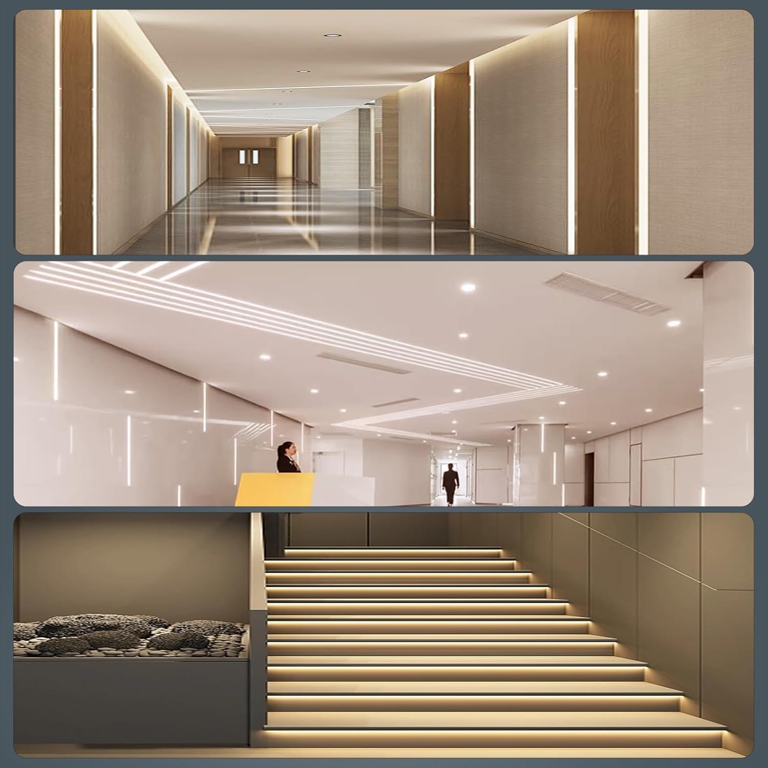 10 Pack Aluminum LED Channel 6.6FT/2M Plaster-in with Strip Diffuser and Milky Cover Tape Light Track LED Profile for Various Lighting Applications