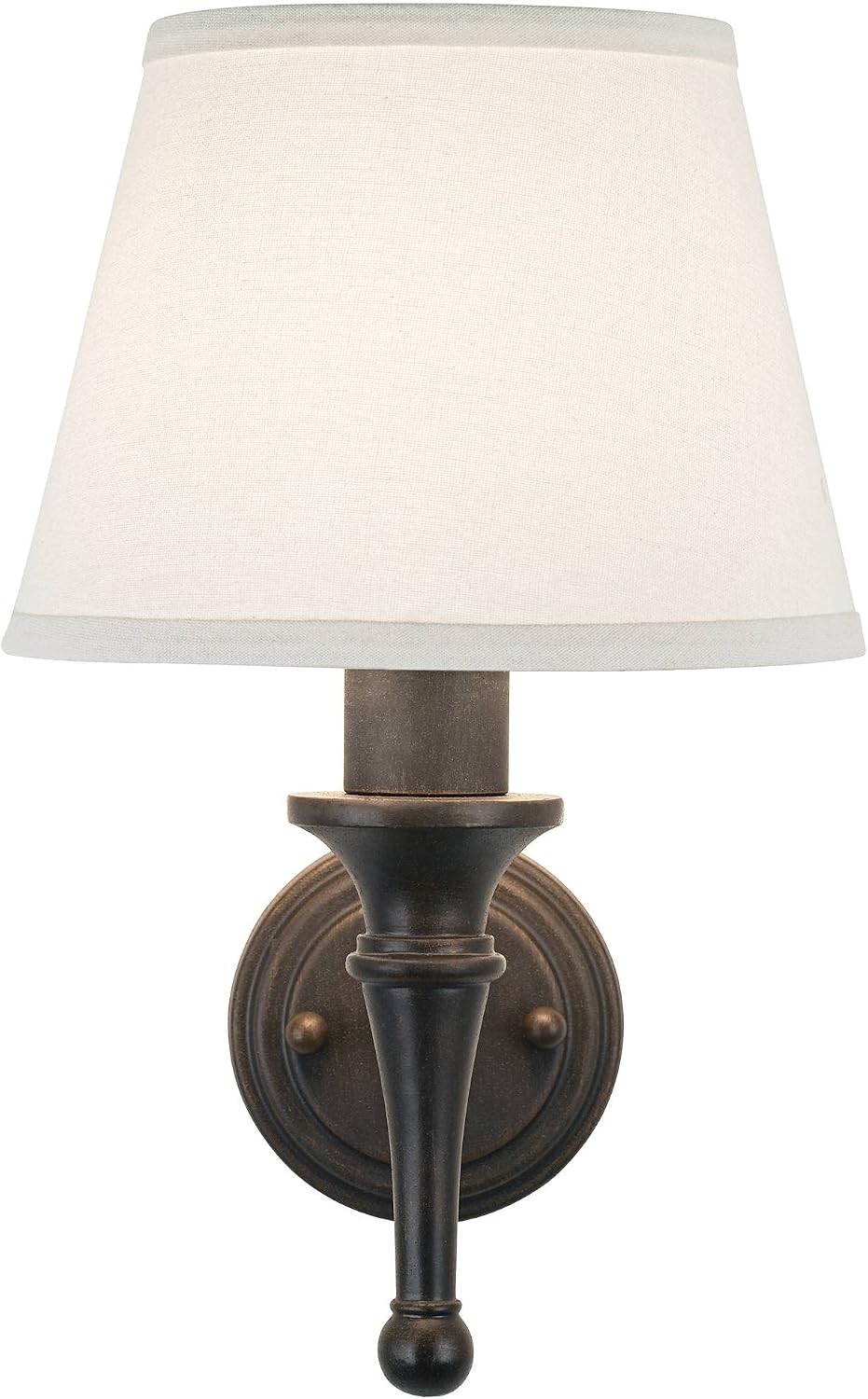 Regency Hill Braidy Rustic Wall Light Sconces Set of 2 Bronze Copper Chrome Plug-in 7' Fixture Ivory Cotton Empire Shade for Bedroom House Reading Living Room Home