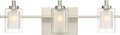 Quoizel Kolt 21' LED Vanity Light, 3-Light Brushed Nickel, Clear Sandblasted Glass, Modern Bathroom Fixture Over Mirror