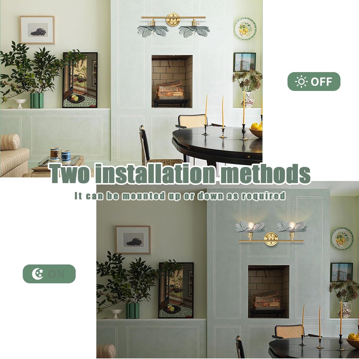 gold vanity light mid century Modern Vanity Lights Fixtures 2 light bathroom sconce with Dark Green Glass Shade gold Wall Sconce Light Bathroom Lights Over Mirror for Bedroom Hallway Living Room