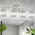Crystal Modern Bathroom Light Fixtures, 4-Light Brushed Nickel Bathroom Vanity Wall Light, Vanity Lights for Mirror, Restroom, Bedroom (E26 Socket, Bulbs Not Included)