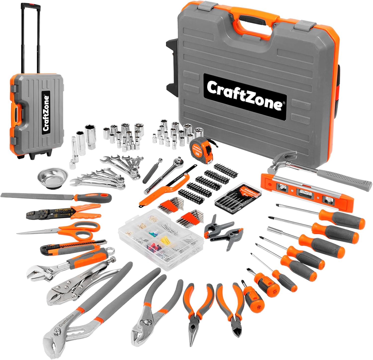 415 PCS Home Tool Set Kit with Heavy Duty Rolling Case Metric & SAE Sockets Wrenches Screwdrivers Pliers for Men Homeowners DIY Auto Repair Household Maintenance All in One Tool Kit