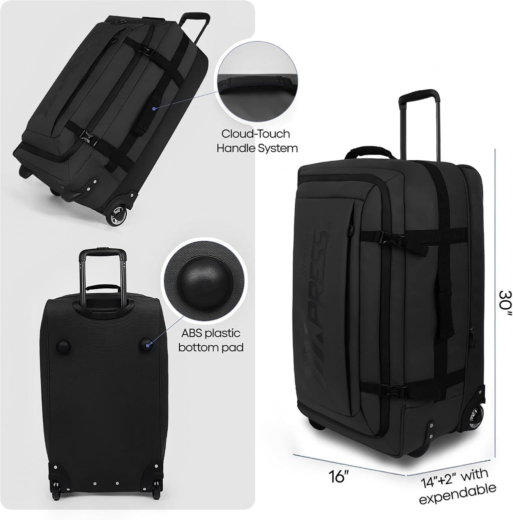 30'' Expandable Rolling Duffle Bag with Wheels,Expandable For Up to 15% More Space,Rolling Duffle Bag w/Handle,Carry on Luggage Travel Duffle Bags for Man Women#Black