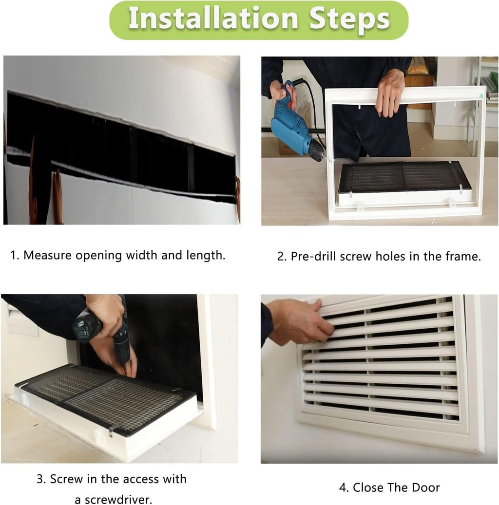 Air Vent Grille Cover Removable Louvered Vent Access Panel with Mesh Cover, White Service Door Loft Hatch for Wiring Drywall(500x500mm(20x20in))