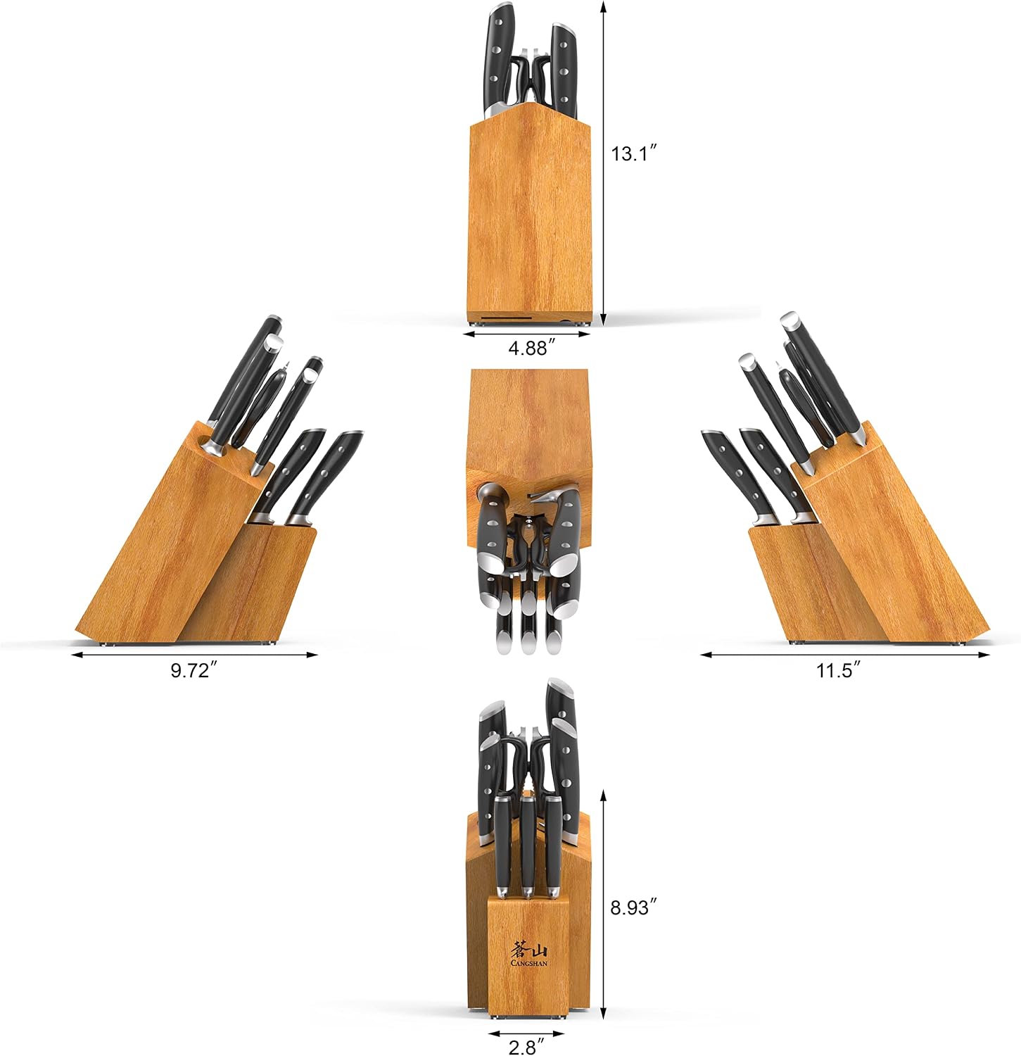 Cangshan Alps Series 1026672 German Steel Forged 12-Piece Knife Block Set, Acacia (Black)