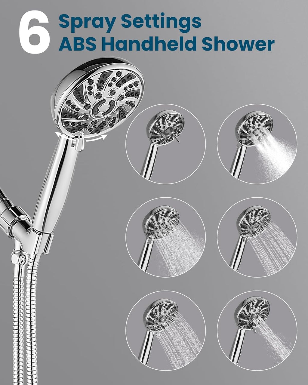 gotonovo 3 Handle Tub Shower Faucet Set,Shower System with Tub Spout,Shower Head and Handle Set with 6 Settings Handheld Spray Tub and Shower Faucet Combo Wall Mount Tub Shower Fixture Polished Chrome