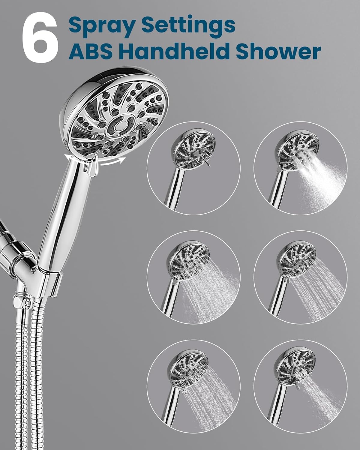 gotonovo 3 Handle Tub Shower Faucet Set,Shower System with Tub Spout,Shower Head and Handle Set with 6 Settings Handheld Spray Tub and Shower Faucet Combo Wall Mount Tub Shower Fixture Polished Chrome