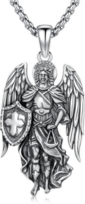 925 Sterling Silver Patron Saint Amulet Pendant Necklace Religion Protection Jewelry for Men Women