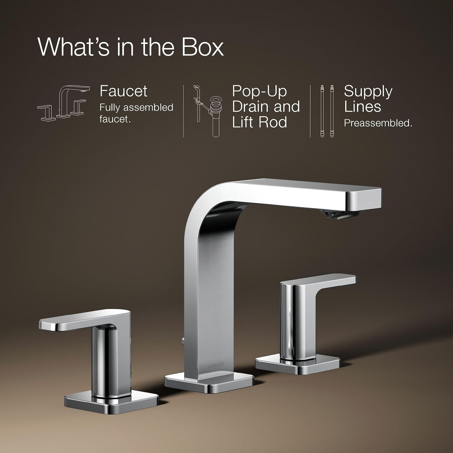 Kohler 23484-4-CP Parallel® Widespread Bathroom Sink Faucet, 1.2 gpm, Polished Chrome