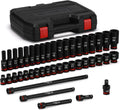 CASOMAN 43-Piece 1/2' Drive Master Impact Socket Set, Deep and Standard, 6-Point, Metric, 9mm - 30mm, CR-MO Steel, Impact Universal Joint & Extension Bars, with Storage Case