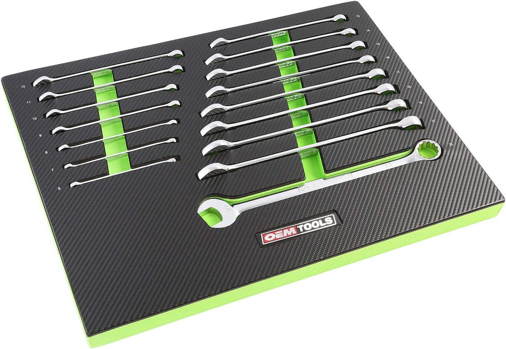 OEMTOOLS 23994 16PC Combo Wrench Set, Metric Wrench Set 6mm-22mm, Posi Grip Wrenches, Heat Treated Steel, Foam EVA Tray