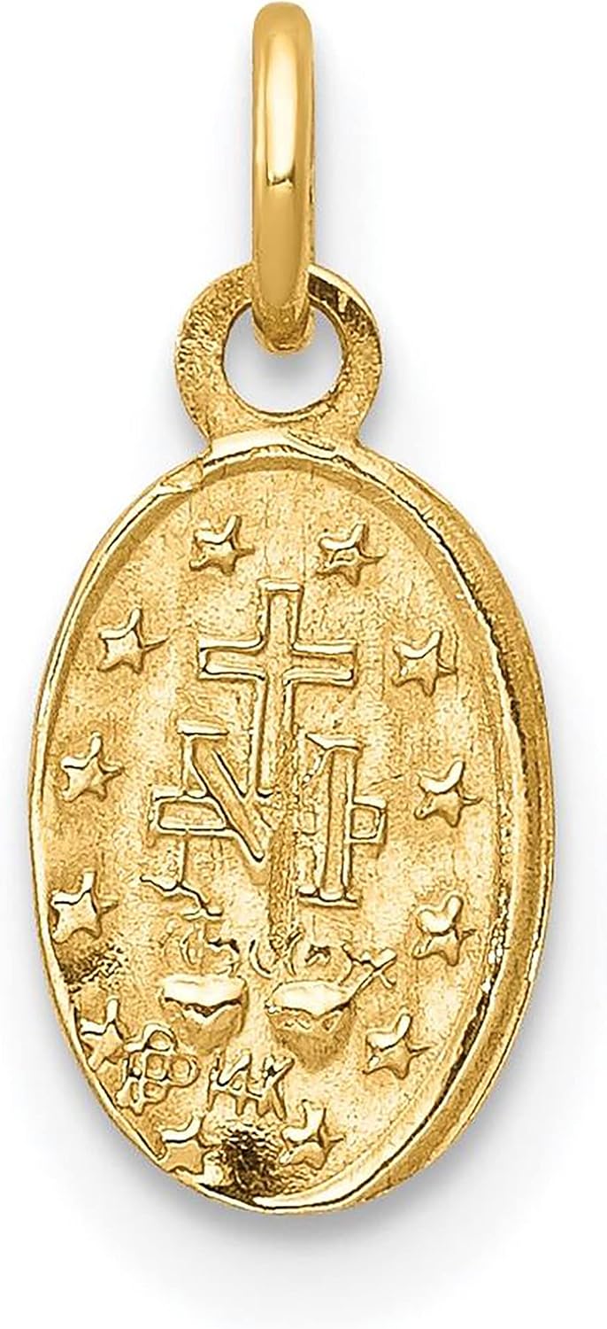 14k Yellow Gold Mini Small Miraculous Medal Charm