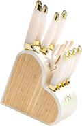 10-Piece Heart Knife Set – Stainless Steel Blades with Acrylic Block for Modern Kitchen Décor (White Iridescent)
