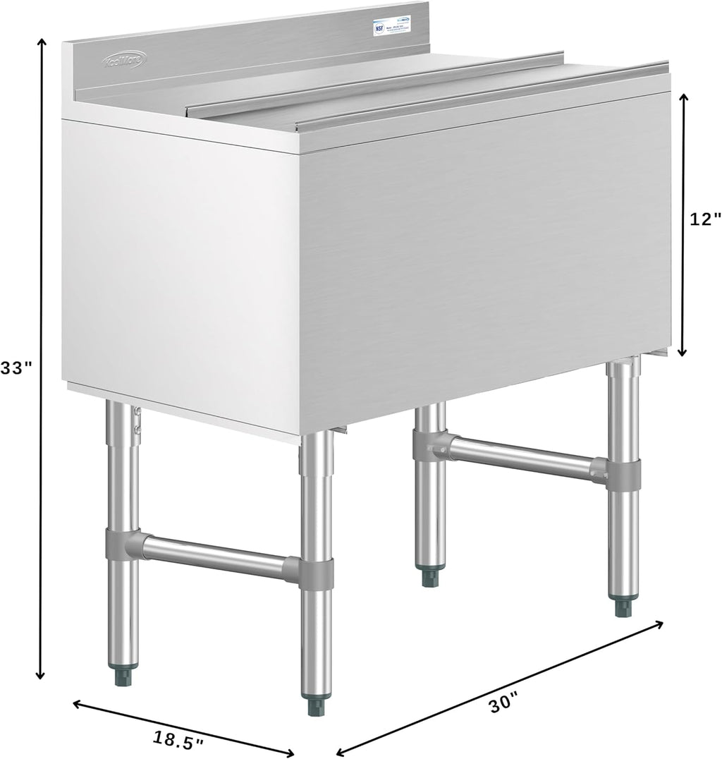 KoolMore 30 Inch Commercial Stainless Steel Underbar Ice Bin with Siding Lid, NSF Certified (KM-UIB-1830)