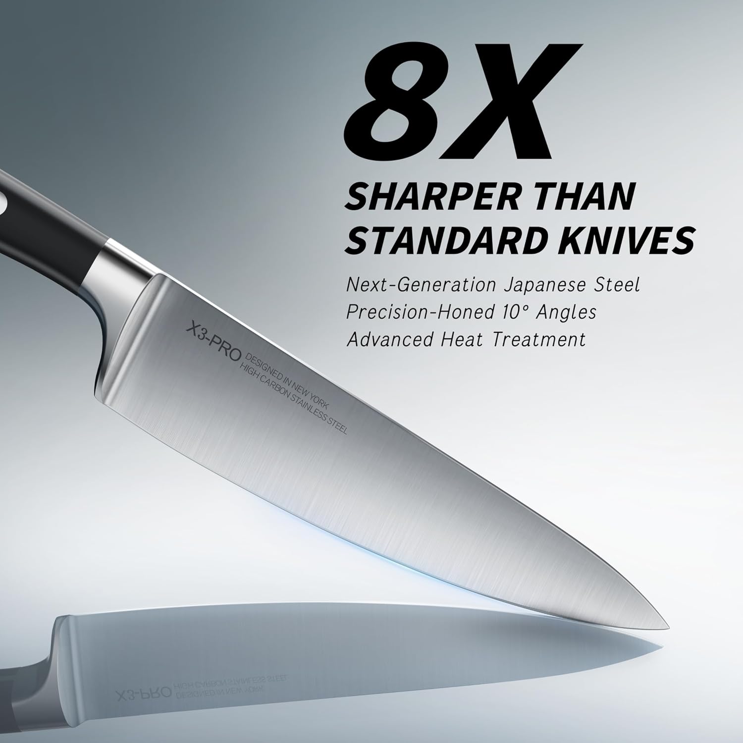 KnifeSaga Knife Set with Block, Japanese 15 PCS Ultra Sharp Ktichen Knives Set, High Carbon Stainless Steel Knife Block Set with Sharpener, Professional Knives with Ergonomic Handle for Home Chefs