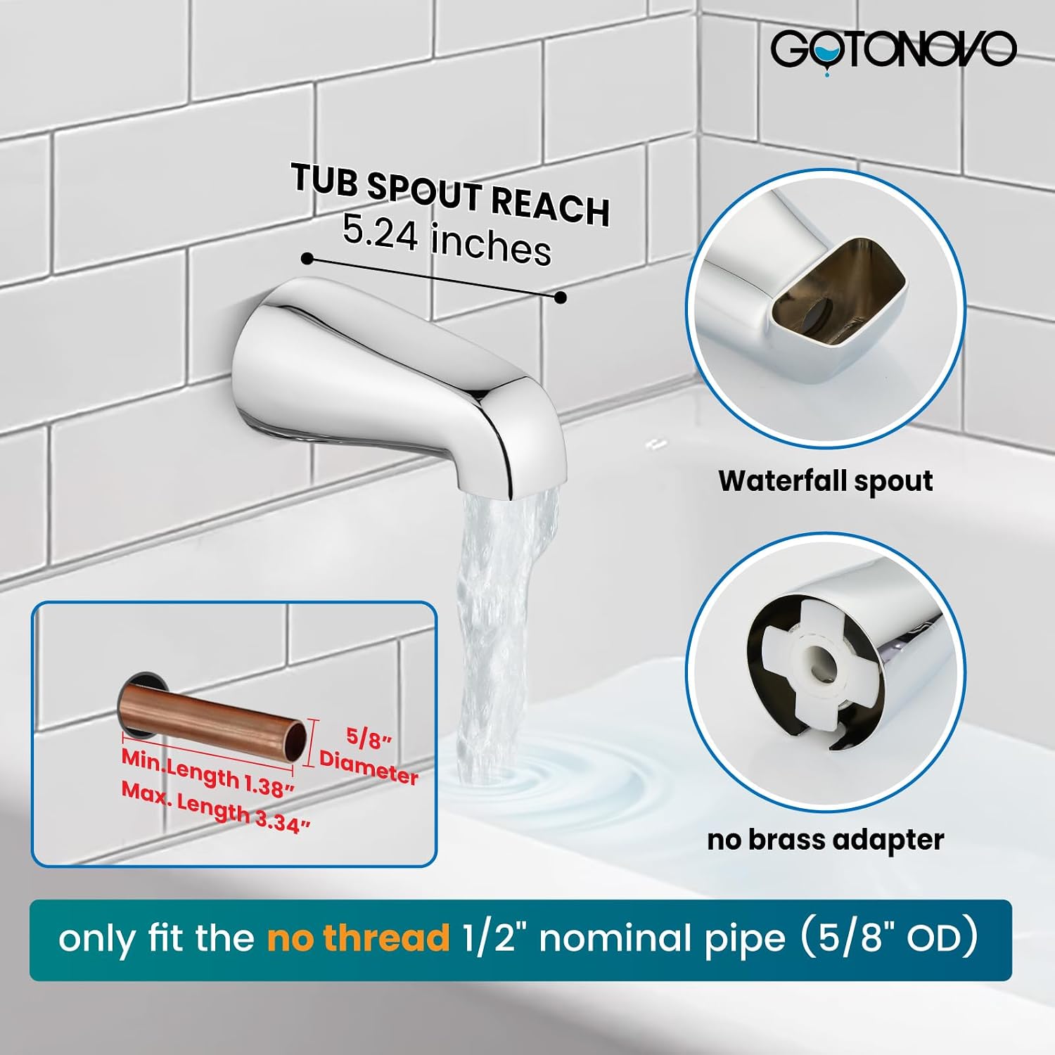 gotonovo 3 Handle Tub Shower Faucet Set, Bathtub Shower Fixture,Bathroom Tub and Shower Faucet Combo Shower System Complete Tub and Shower Trim Kit with 6 Settings Showerhead Polished Chrome