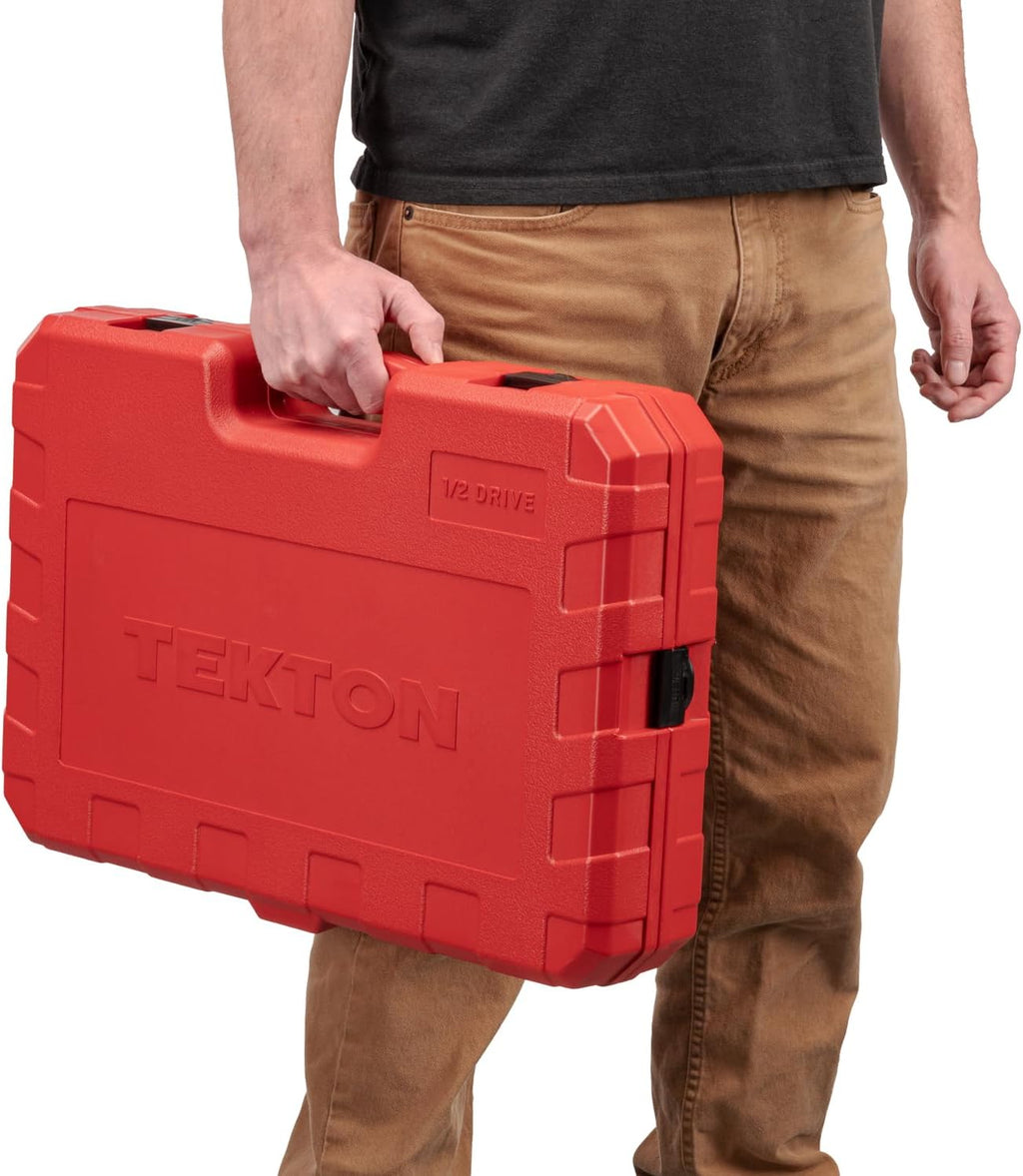 TEKTON 1/2 Inch Drive Shallow and Deep 12-Point Socket and Ratchet Set with Case, 83-Piece (3/8-1-5/16 in., 10-32 mm) | SKT25316